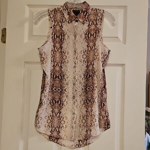 Rachel Zoe Brown, Light pink and Cream Sleeveless Blouse